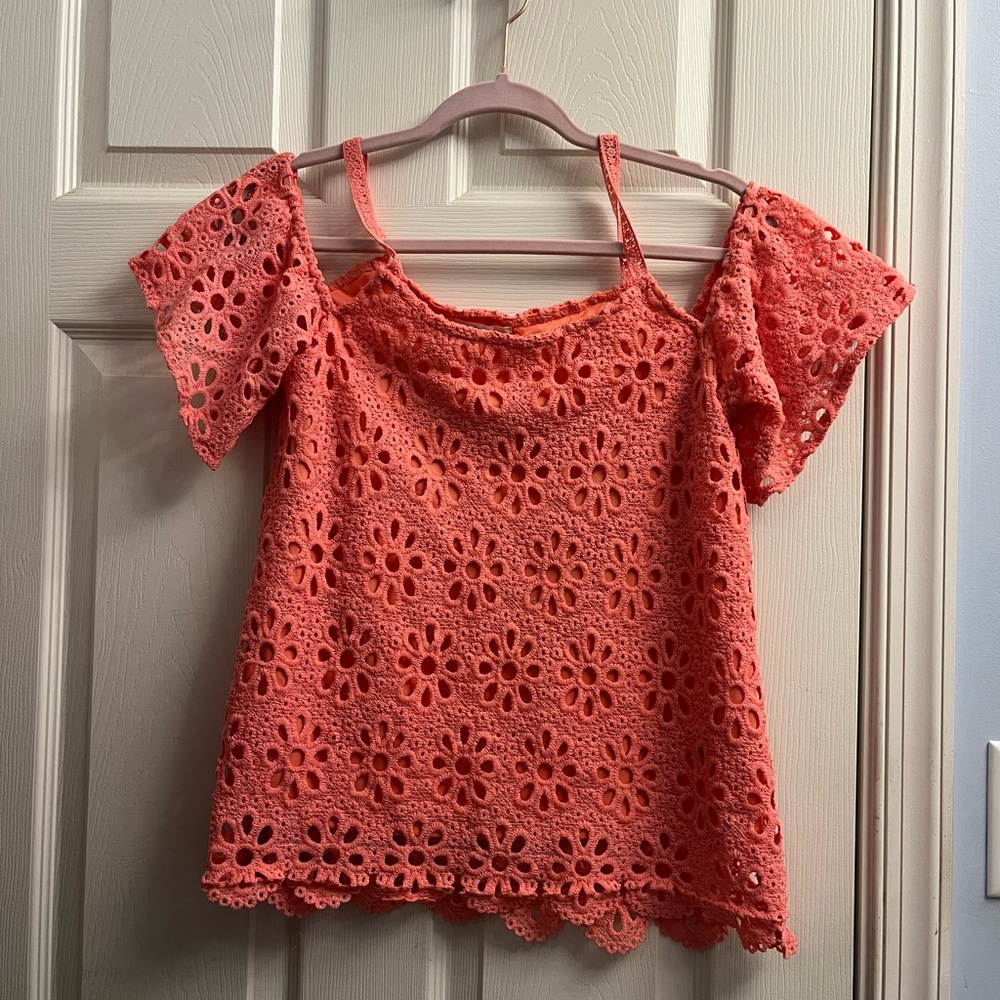 Maurices Coral Lace Floral Pattern Blouse Small